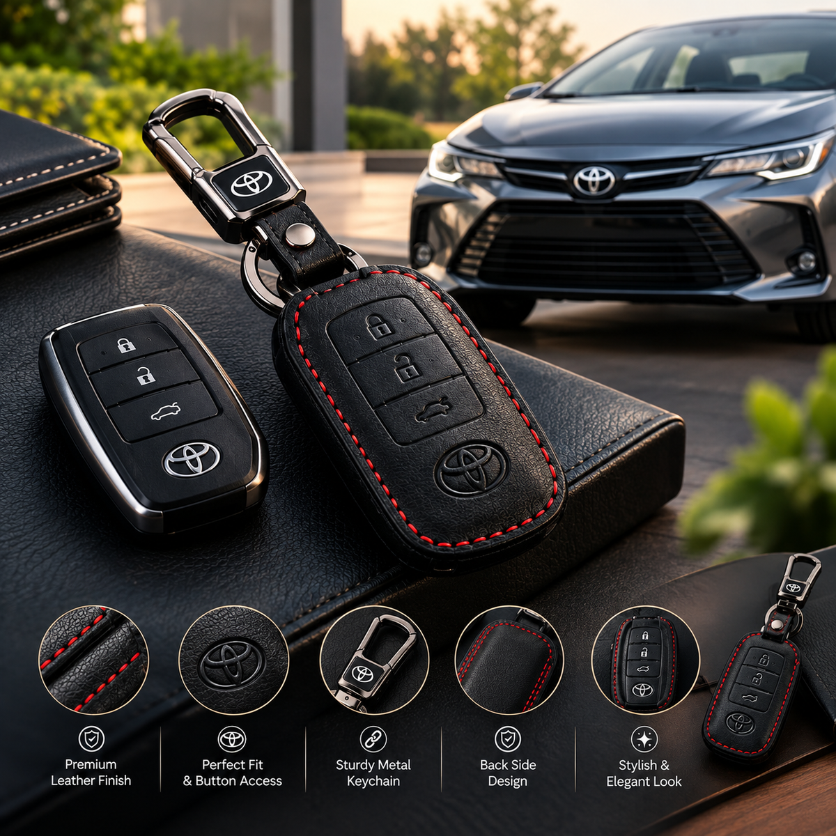 Toyota Corolla Premium Leather Key Cover – Premium Finish